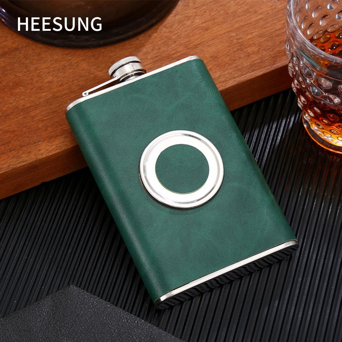 86M0复古304不锈钢8盅司随身小酒壶折叠杯户外便携酒瓶男女士酒具