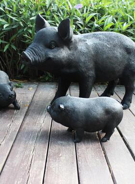 户外园林花园庭院仿真动物雕塑树脂猪摆件动物园农场饭店门口装饰