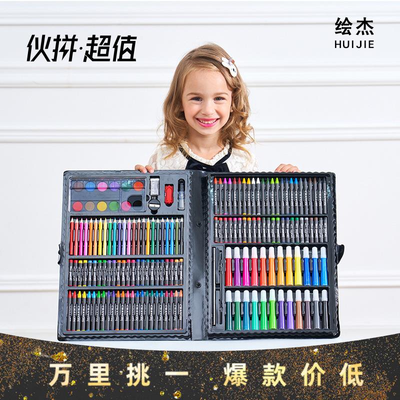 儿童礼品 绘画套装学习用品画笔套装油画棒画画套装 水彩笔套装