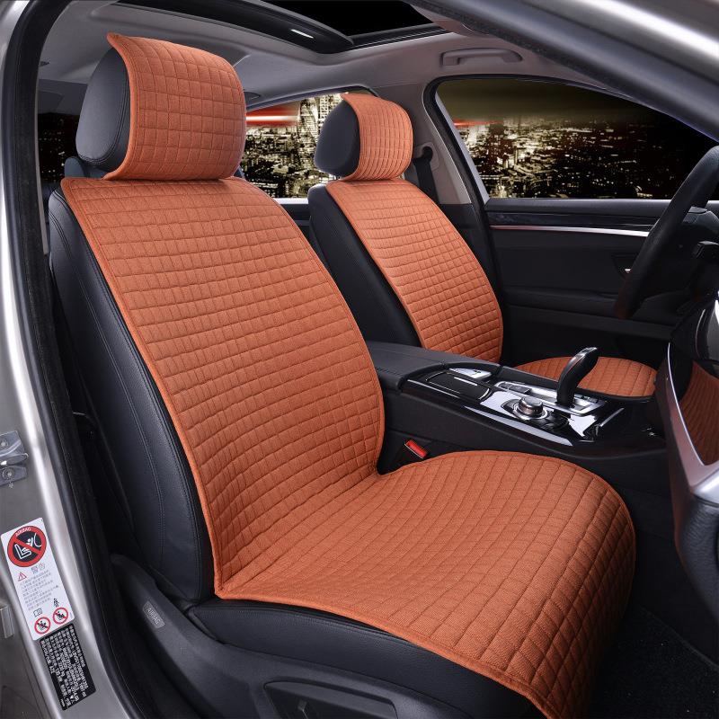 秋冬新款中麻汽车坐垫四季通用舒适半包五件套座垫防滑透气车垫子