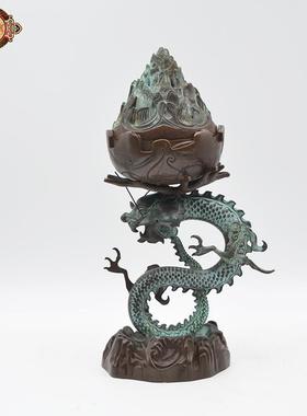 宏达 仿青铜龙博山香炉 青龙戏珠熏香炉中式工艺品摆件