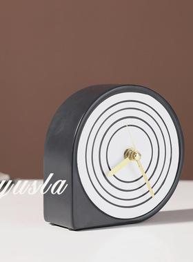 简约样板间儿童书房台钟时钟表摆件售楼部客厅座钟电视柜软装饰品