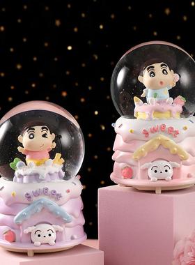 卡通大号发光水晶球卧室摆件学生送礼八音盒床头摆件水球源头工厂