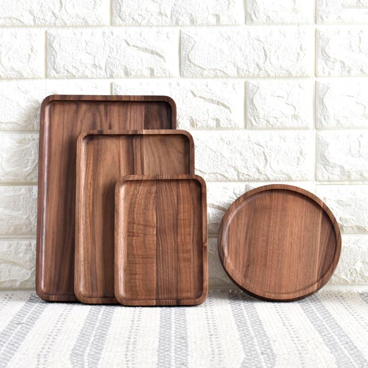 黑胡桃木托盘 西餐厅切牛排面包托盘长方形 功夫茶盘茶水杯托盘子