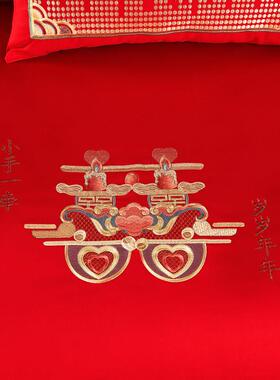 14支全棉简约礼婚庆四件组大0红色结品婚十YAMU-QPX件套高端婚床