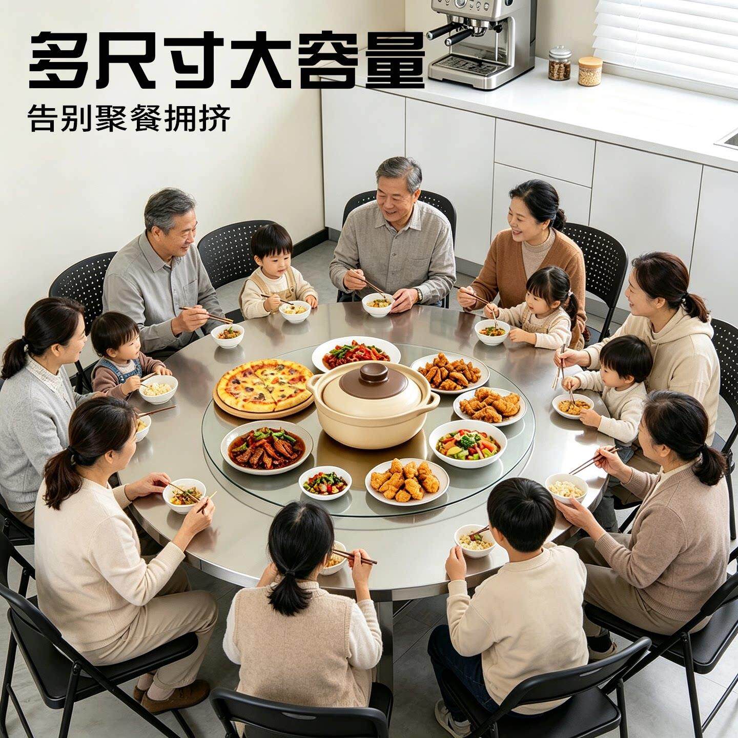 不锈钢折叠圆桌户型ZZ80101家用桌员司工工厂公单位吃饭桌便餐携