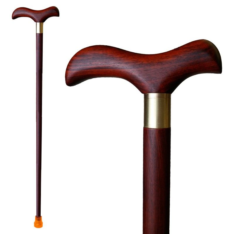 速发紫檀木手杖轻木拐杖老人拐明实便防滑徒步圆头绅士文棍棍登山