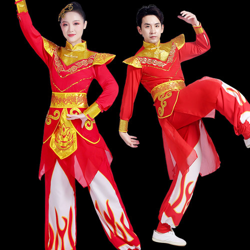 速发2052新款打鼓演出服成人鼓舞腰鼓服鼓元宵节男锣鼓舞龙表演敲