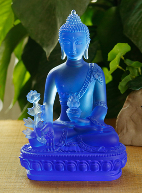 速发古法琉璃手工七装像药师中如来送礼工艺品礼盒佛光式桌面摆件