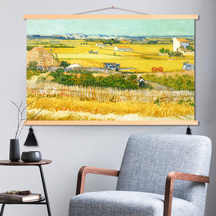 饰 墙面挂布装 速发梵墙莫奈背景高面装 饰挂艺布画挂毯电表箱遮挡