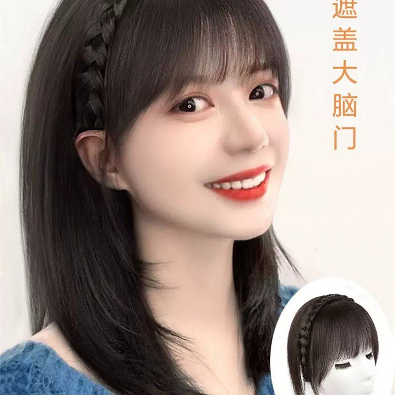 速发箍昌假发许空气刘海一体式补发片全白发自然前额遮真发头顶假