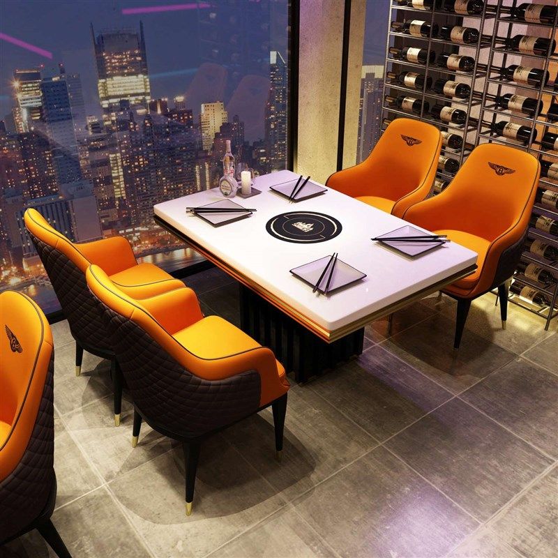 速发餐店饭桌长方形大理石电磁炉一桌火锅桌酒店餐厅商用韩式烤肉,住宅家具,岩板餐桌,淘宝优惠券,粉丝福利购,淘宝优惠卷