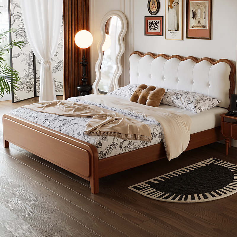 速发婚麦嘉风橡.实木床1木5米单人床1.8主卧双人床软包雅床