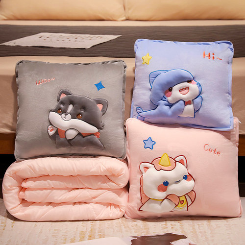 速发抱枕被子两用沙发客厅生睡觉枕头加厚毯二调合一车用折叠空子