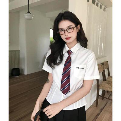 东FQX京岁时记j衬衫女上小个子短袖收衣白腰制服学院k风色衬衫女