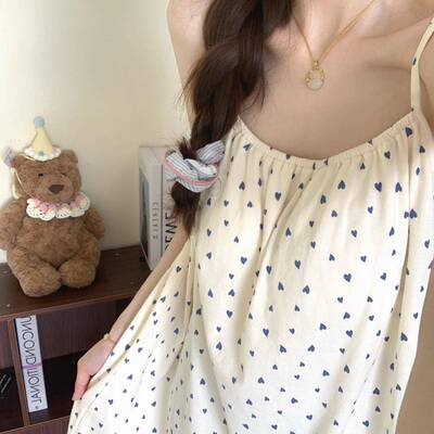 季in夏s爱纯NKQ棉吊心带睡裙带胸女款垫2025新款夏天全棉家居服外