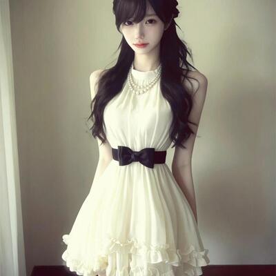SY收J/舒衣家 a复古千金风蕾丝拼接挂女脖连衣裙气质腰显HWR瘦字