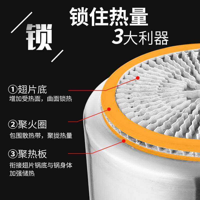节能汤桶汤锅翅片桶圆桶带盖加厚大容量卤桶食品桶不锈钢煮面桶50