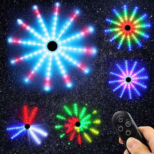 露营数码爆炸星风车灯RGB幻彩太阳灯风扇灯爆闪流星跑马烟花灯串