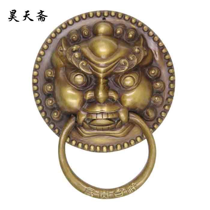 昊天斋明清典纯铜配件仿古大门环老式麒麟拉手新中式兽头把手