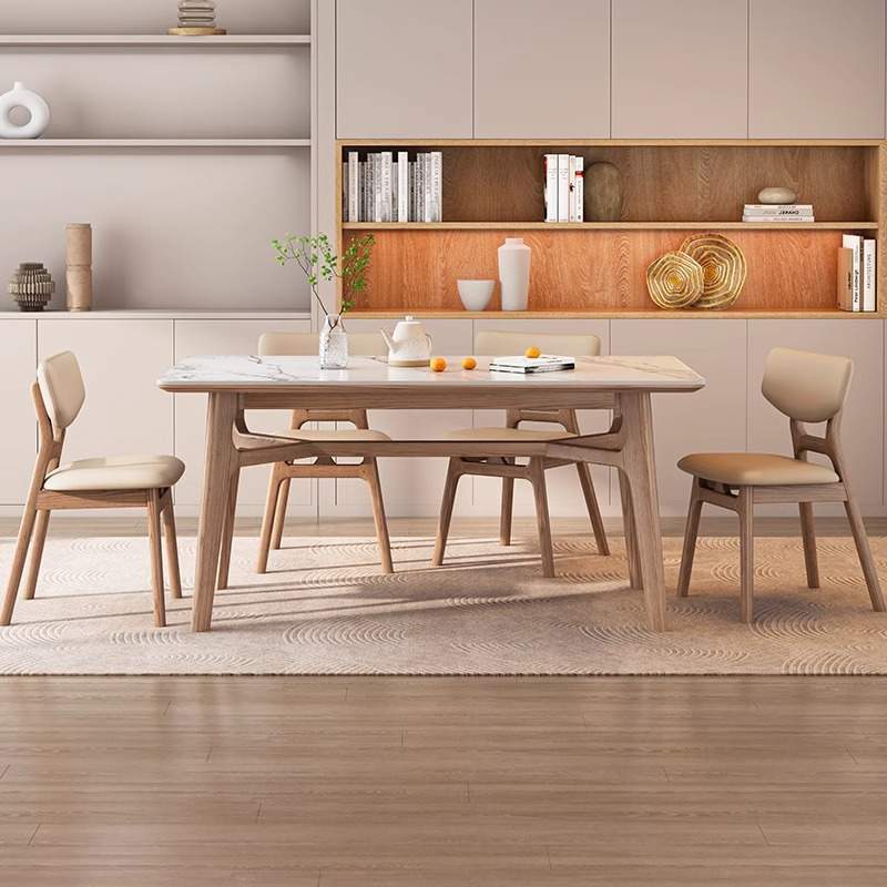实木岩板餐桌现代简约小户型家用长方形餐台北欧日式加厚桌面饭桌