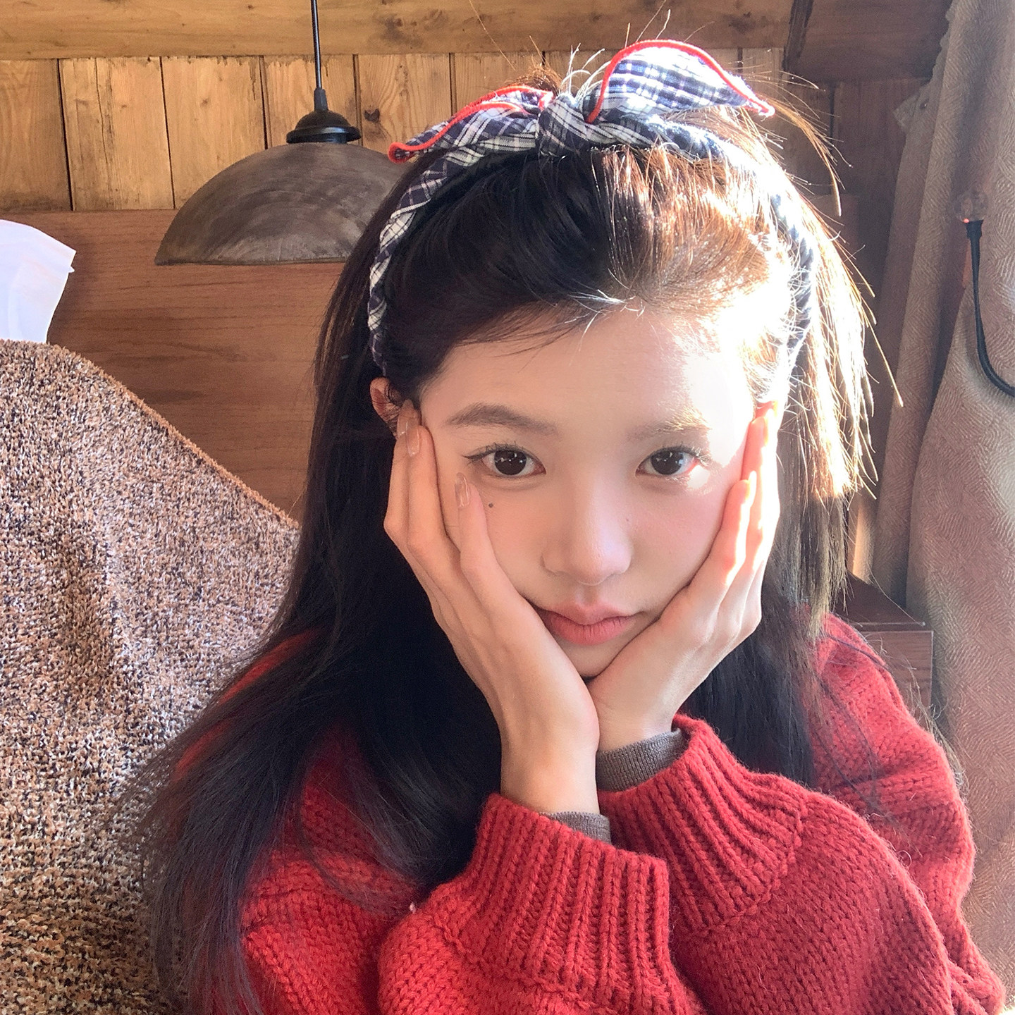 【我的脸很圆】学院风蓝色格纹兔耳朵发箍韩系高颅顶蝴蝶结头箍女,饰品/流行首饰/时尚饰品新,发饰,淘宝优惠券,粉丝福利购,淘宝优惠卷