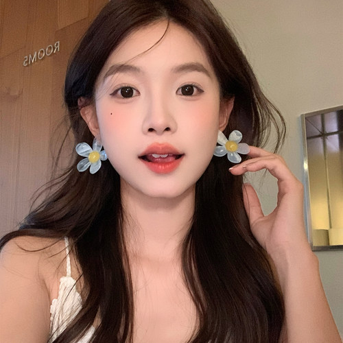 【我的脸很圆】春夏百搭清新花朵耳环简约甜美亚克力耳钉耳饰女生