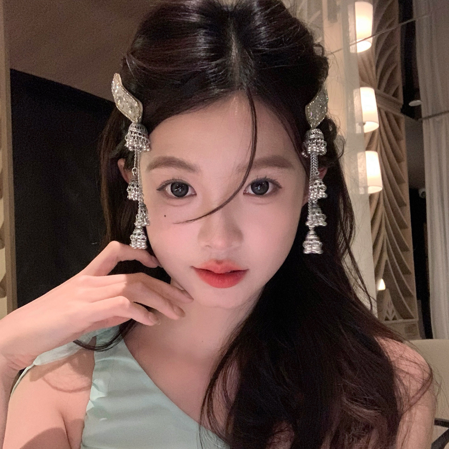 【我的脸很圆】中式流苏发夹设计感独特铃铛吊坠掰掰夹小众饰品女