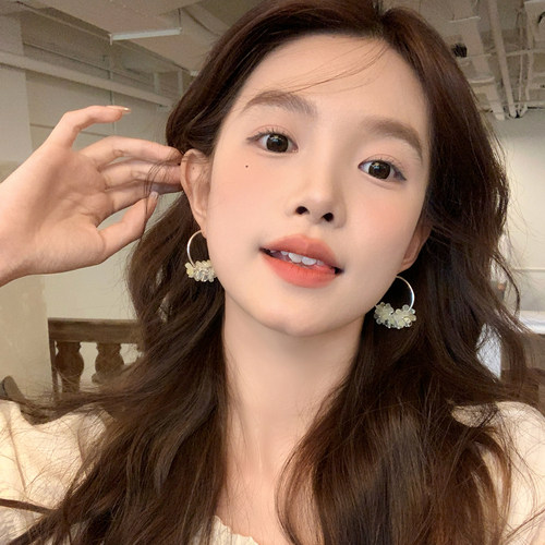 【我的脸很圆】小清新树脂花朵流苏耳圈夏日百搭温柔耳环耳饰女