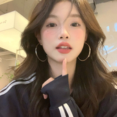 欧美气质夸张大圈圈耳环百搭千禧辣妹显脸小耳饰 脸很圆 我