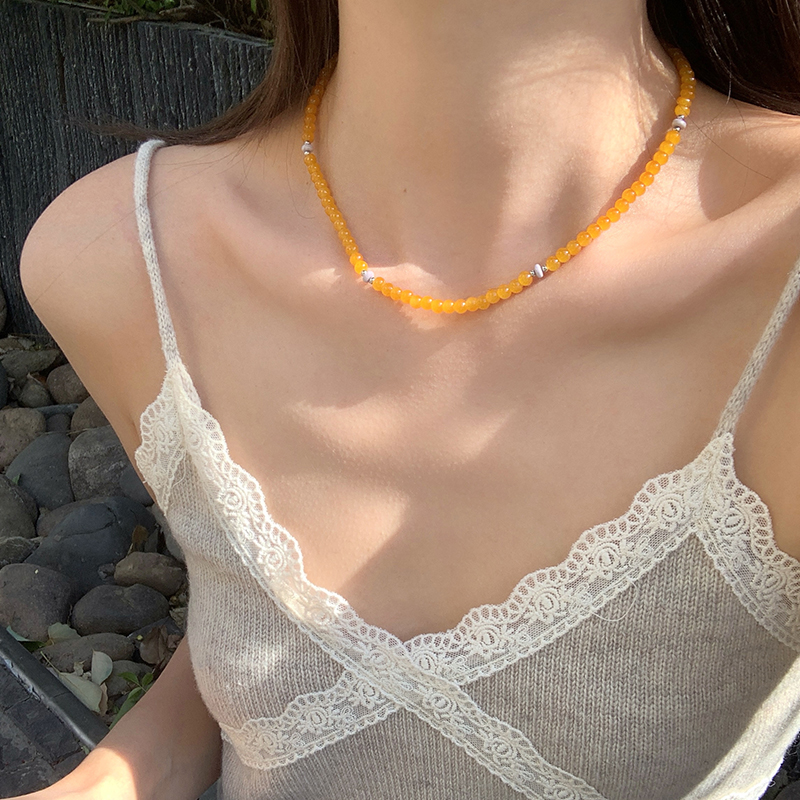 【我的脸很圆】夏季2025年新款ins风简约百搭串珠显白锁骨女项链