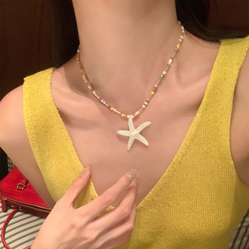 【我的脸很圆】梦幻珍珠串连海星项链海边度假氛围感百搭颈间配饰