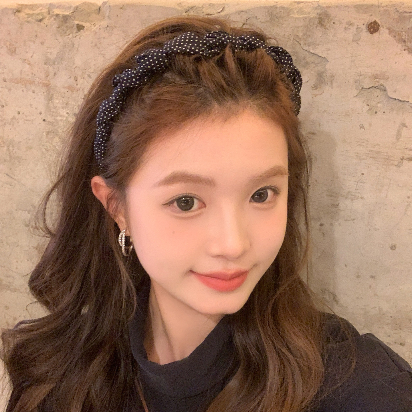 【我的脸很圆】法式复古藏青波点发箍高颅顶齿梳洗脸发箍少女感
