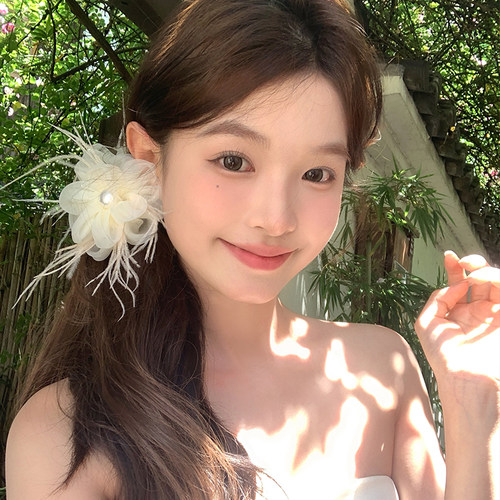 【我的脸很圆】夏季新品拍照出片百搭花朵甜美珍珠抓夹半扎女发饰