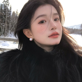 脸很圆 我 高品质千金人鱼姬色珍珠耳钉简约气质百搭正圆珍珠