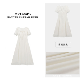 时尚夏季新款浪漫肌理感甜美裙子女花边立裁收腰显瘦连衣裙 P0557