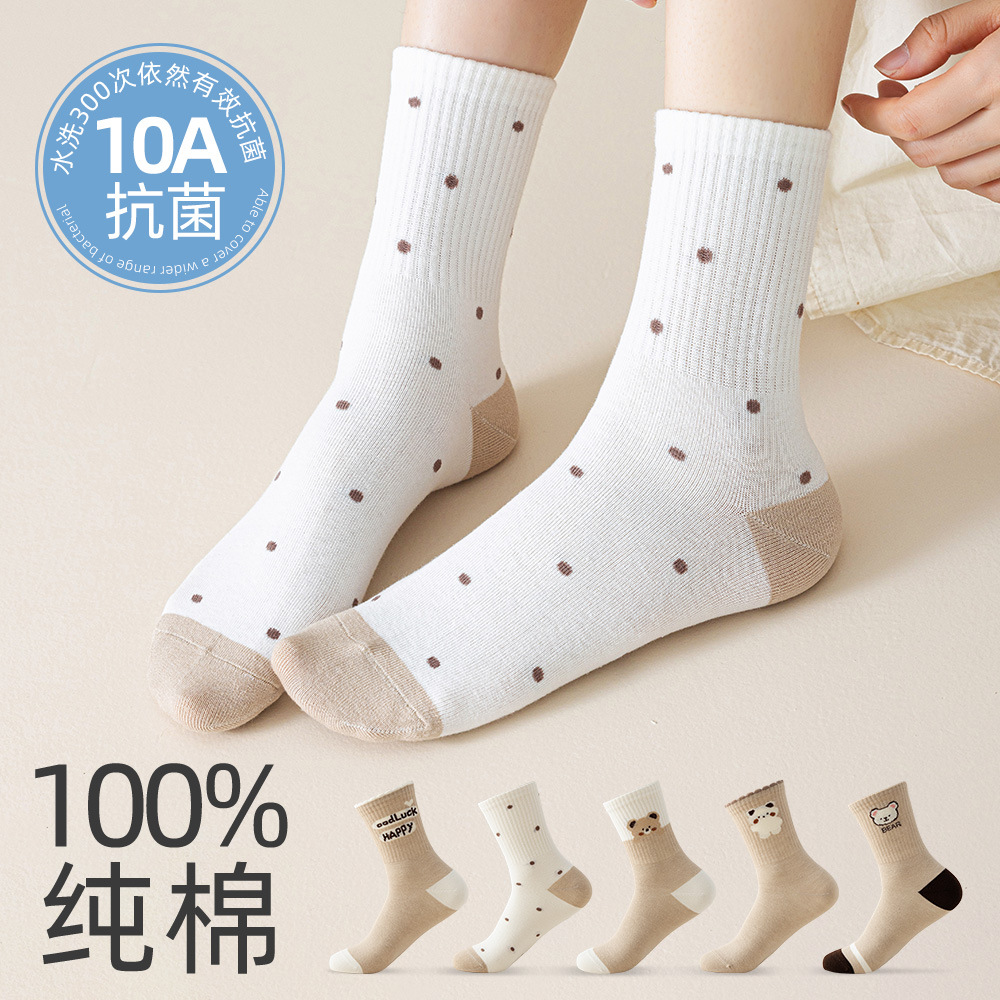 日本品质卡通玩偶中筒袜春秋新款可爱长筒袜纯棉运动袜日系女袜10