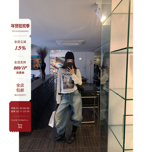 牙套大汪【早安莫妮卡】冬季内搭韩女爱穿*印花字母圆领宽松长袖t