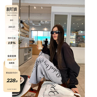 做旧印花卷边卫裤 抽绳低腰美式 个人SOLO 牙套大汪