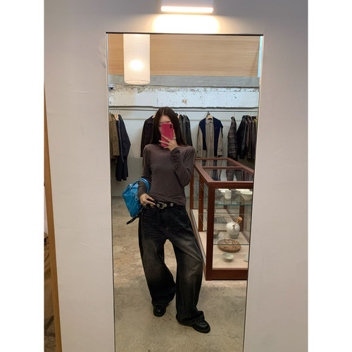 牙套大汪10/8 20点【新晋元牛王】黑灰宽松牛仔裤设计感好穿百搭