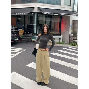 造型感弧形剪裁休闲裤 牙套大汪 口碑神裤