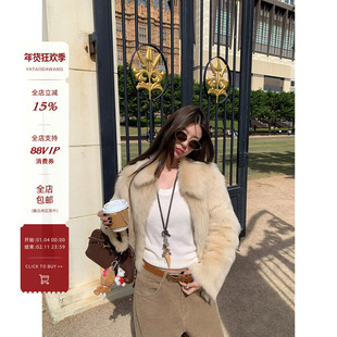 牙套大汪【托卡女王】意大利进口托斯卡纳皮毛一体皮草外套女