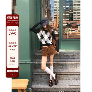 超辣灯芯绒低腰短裤 hot 小秘辣 牙套大汪