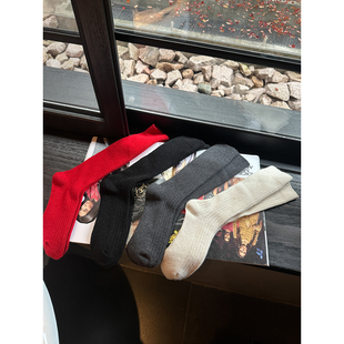 牙套大汪 堆堆袜竖条配靴子袜子女显瘦长筒袜 在线繆