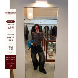 黑灰宽松牛仔裤 20点 牛王 设计感好穿百搭 新晋元 牙套大汪10