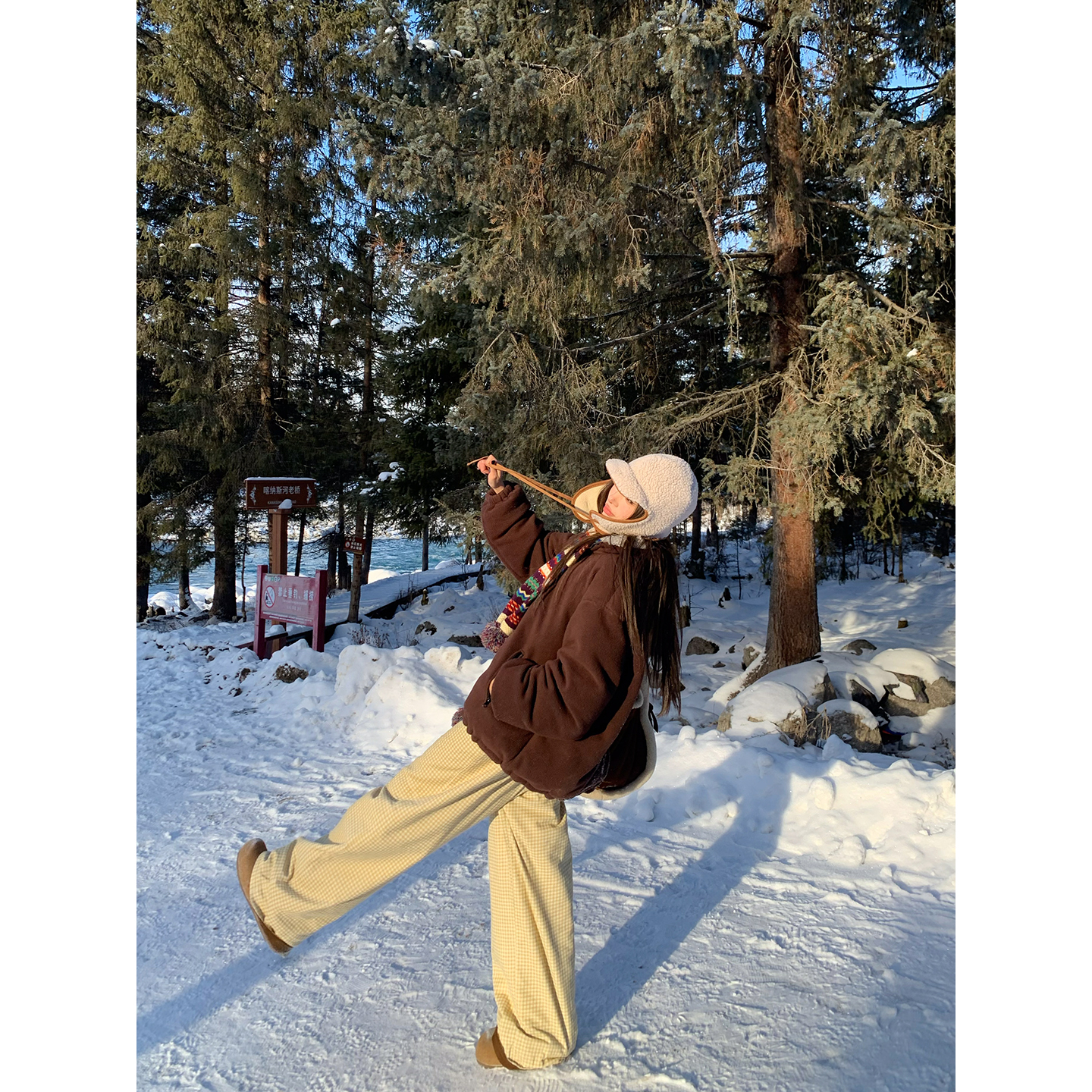 牙套大汪【小黄鸭】冬季棉裤女冬季慵懒风休闲裤加绒保暖直筒裤子