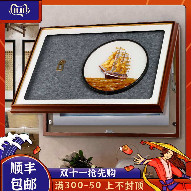 新中式风格入户刺绣电表箱装饰画遮挡箱简约免打孔餐厅高端挂画图片
