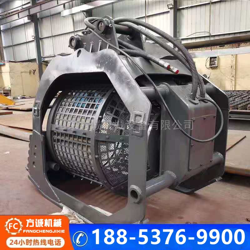 挖掘机筛分斗河道洗砂石分离筛沙斗圆筒筛石斗200挖机旋转滚筒筛