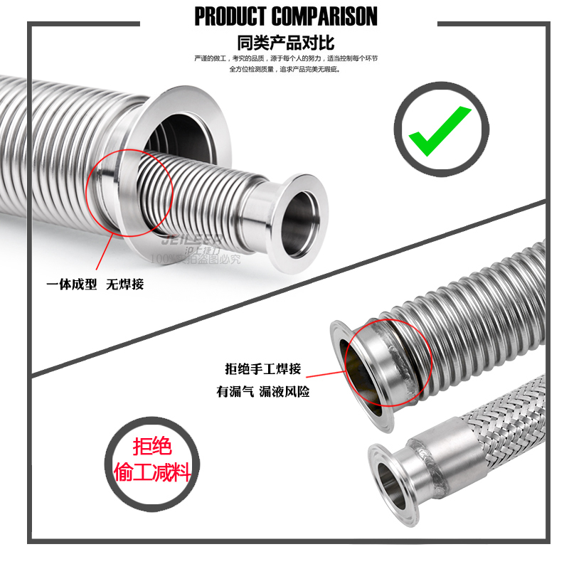 高真空氦检弹性波纹管KF/NW16 可弯曲定型定做负压金属法兰1米2