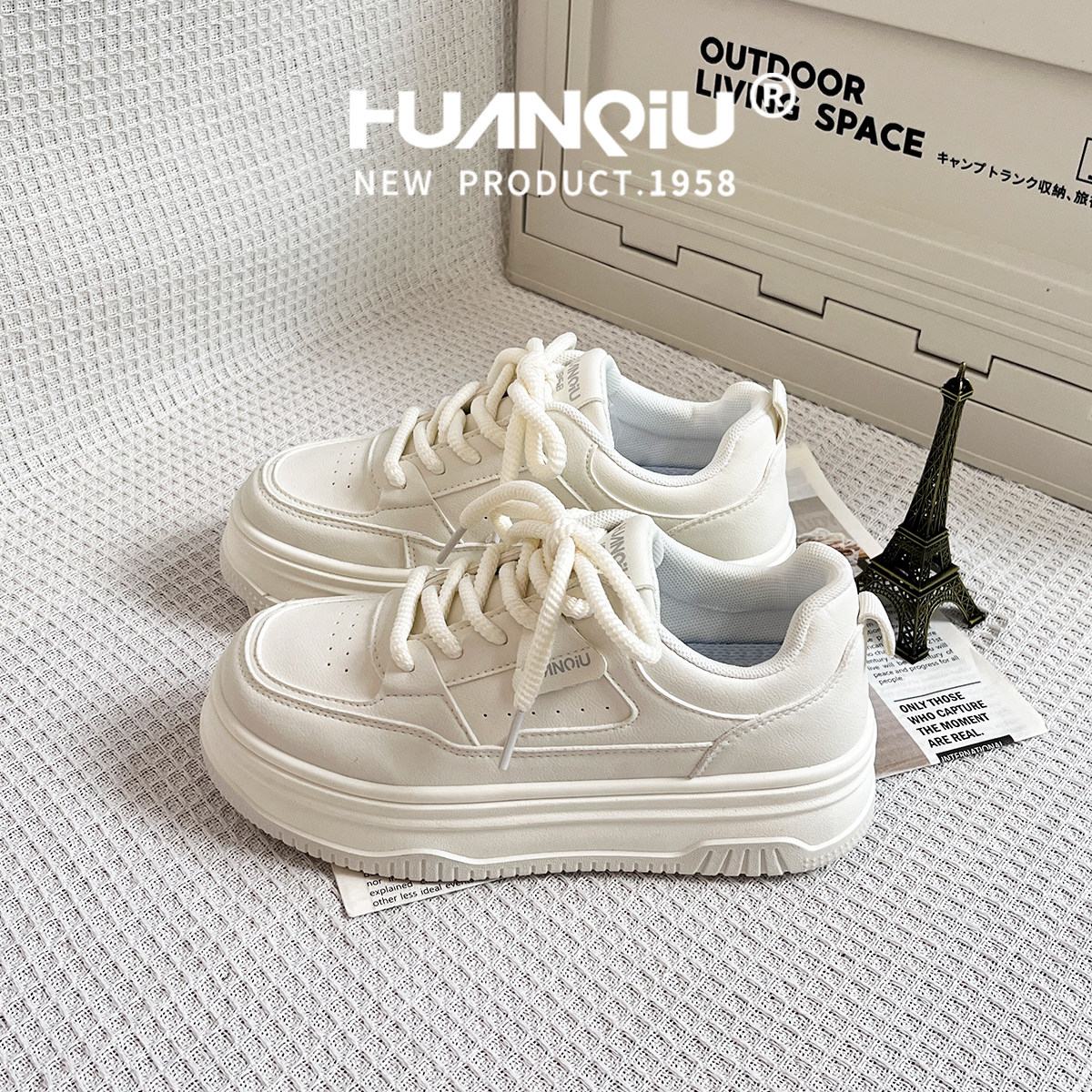 环球女鞋2025百搭爆款厚底增高小白鞋舒适松糕底时尚运动休闲鞋女,女鞋,休闲板鞋,淘宝优惠券,粉丝福利购,淘宝优惠卷